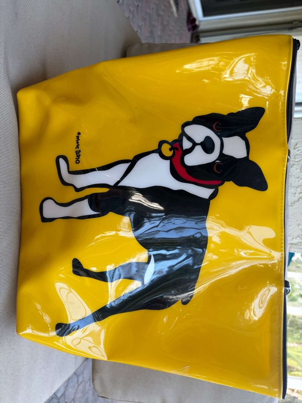 Yellow Boston Terrier Vinyl  Tote Bag